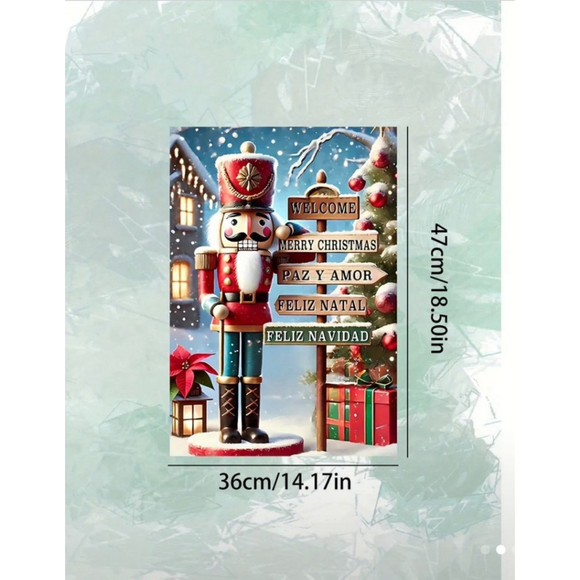 Christmas Nutcracker Decor 47x36cm Red Green - Picture 2 of 2